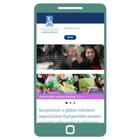 A mobile view of the new, revamped Soroptimist website