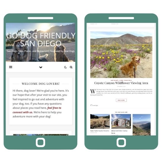 A mobile view of of Go Dog Friendly San Diego's travel blog